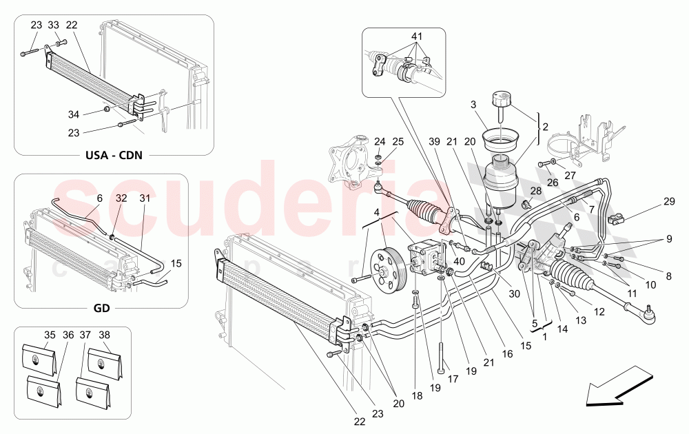 STEERING RACK AND HYDRAULIC STEERING PUMP of Maserati Maserati 4200 Spyder (2005-2007) CC
