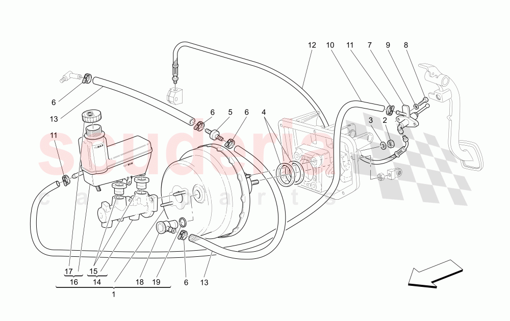 BRAKES AND CLUTCH HYDRAULIC CONTROLS of Maserati Maserati 4200 Coupe (2002-2004) GT