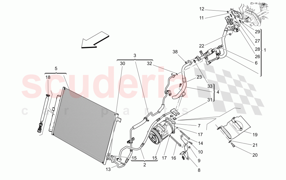 A/C UNIT: ENGINE COMPARTMENT DEVICES (Available with: FOUR-ZONE AUTOMATIC CLIMA) of Maserati Maserati Quattroporte (2013+) GTS