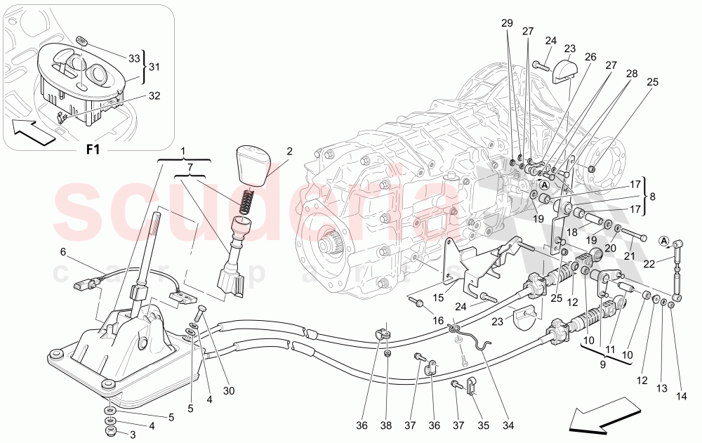 DRIVER CONTROLS FOR GEARBOX of Maserati Maserati 4200 Spyder (2005-2007) GT