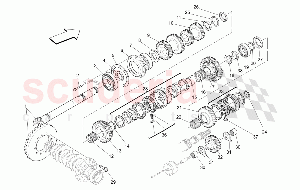 LAY SHAFT GEARS of Maserati Maserati GranTurismo (2008-2010) S