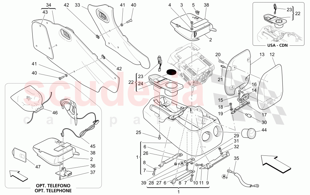 ACCESSORY CONSOLE AND CENTRE CONSOLE of Maserati Maserati 4200 Coupe (2005-2007) CC