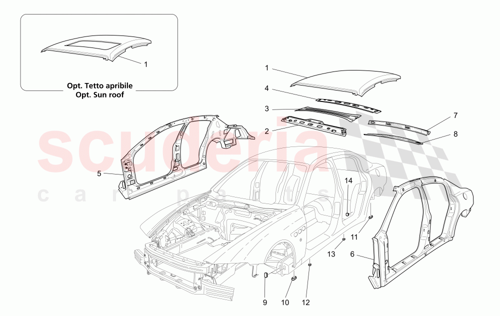 BODYWORK AND CENTRAL OUTER TRIM PANELS of Maserati Maserati Quattroporte (2008-2012) 4.2
