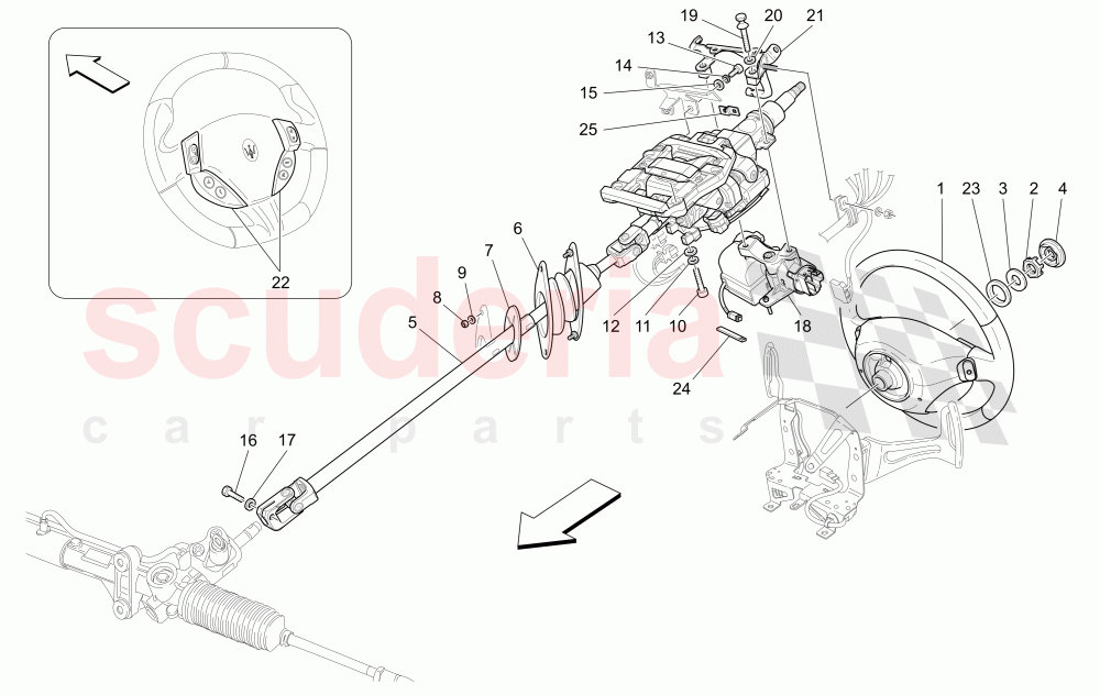 STEERING COLUMN AND STEERING WHEEL UNIT of Maserati Maserati Quattroporte (2008-2012) S 4.7