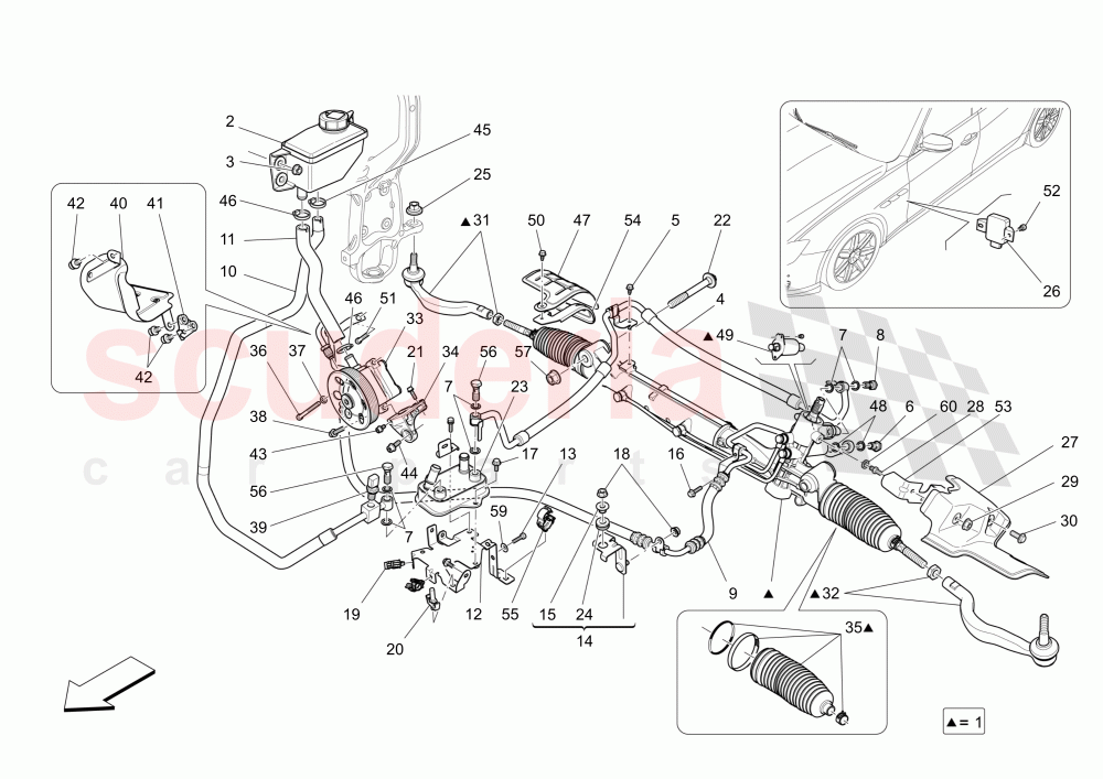 COMPLETE STEERING RACK UNIT of Maserati Maserati Quattroporte (2013+) GTS