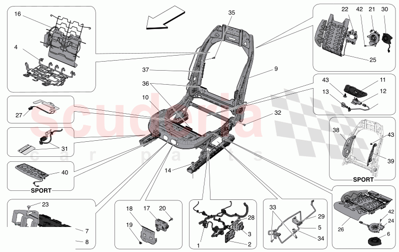 FRONT SEATS: MECHANICS AND ELECTRONICS of Maserati Maserati Grecale Modena Automatic 2.0 T4 4WD 330HP MHEV