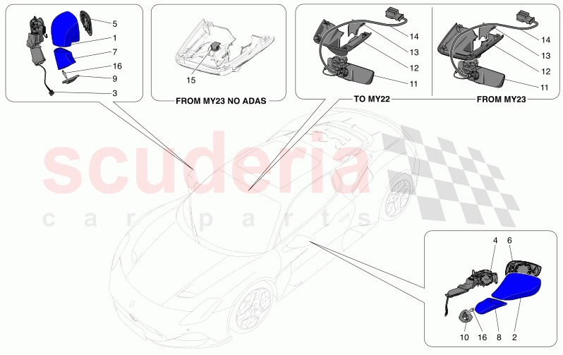 INTERNAL AND EXTERNAL REAR-VIEW MIRRORS of Maserati Maserati MC20 GT2 Stradale  Automatic 3.0 BT V6 2WD 630HP - 640HP