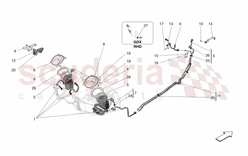 FUEL PUMPS AND CONNECTION LINES of Maserati Maserati GranTurismo M189 MODENA  AUTOMATIC 4WD 3.0 BT V6 490 HP