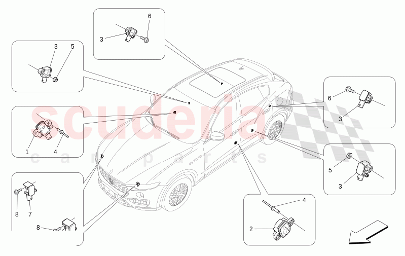CRASH SENSORS of Maserati Maserati Levante Modena S Automatic 3.0 BT V6 4WD 430HP