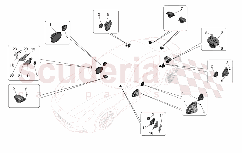SOUND DIFFUSION SYSTEM of Maserati Maserati GranTurismo M189 FOLGORE  AUTOMATIC 4WD BEV 560 kW