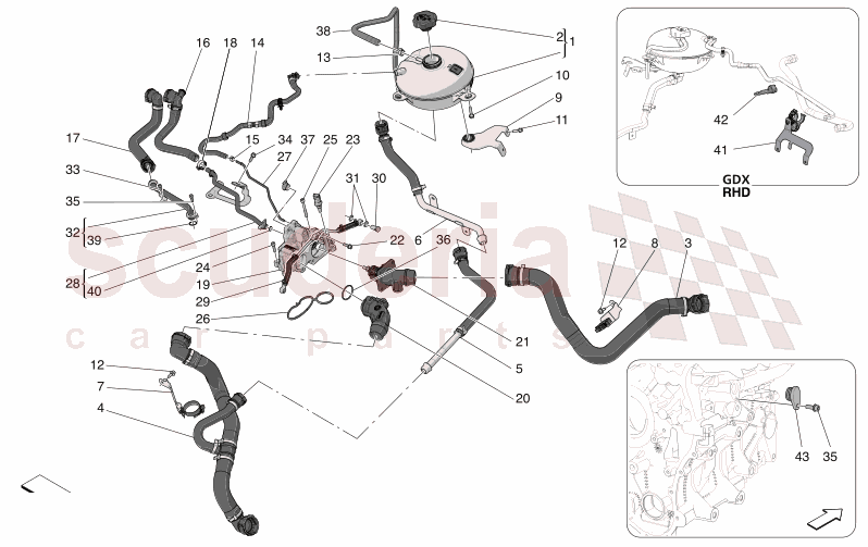 COOLING SYSTEM: NOURICE AND LINES of Maserati Maserati GranCabrio M189 TROFEO  AUTOMATIC 4WD 3.0 BT V6 550 HP