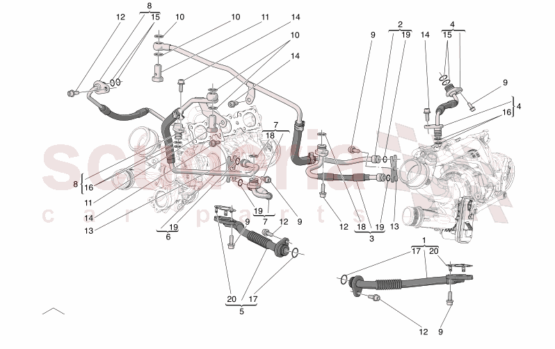 TURBOCHARGING SYSTEM: LUBRICATION AND COOLING of Maserati Maserati GranCabrio M189 TROFEO  AUTOMATIC 4WD 3.0 BT V6 550 HP
