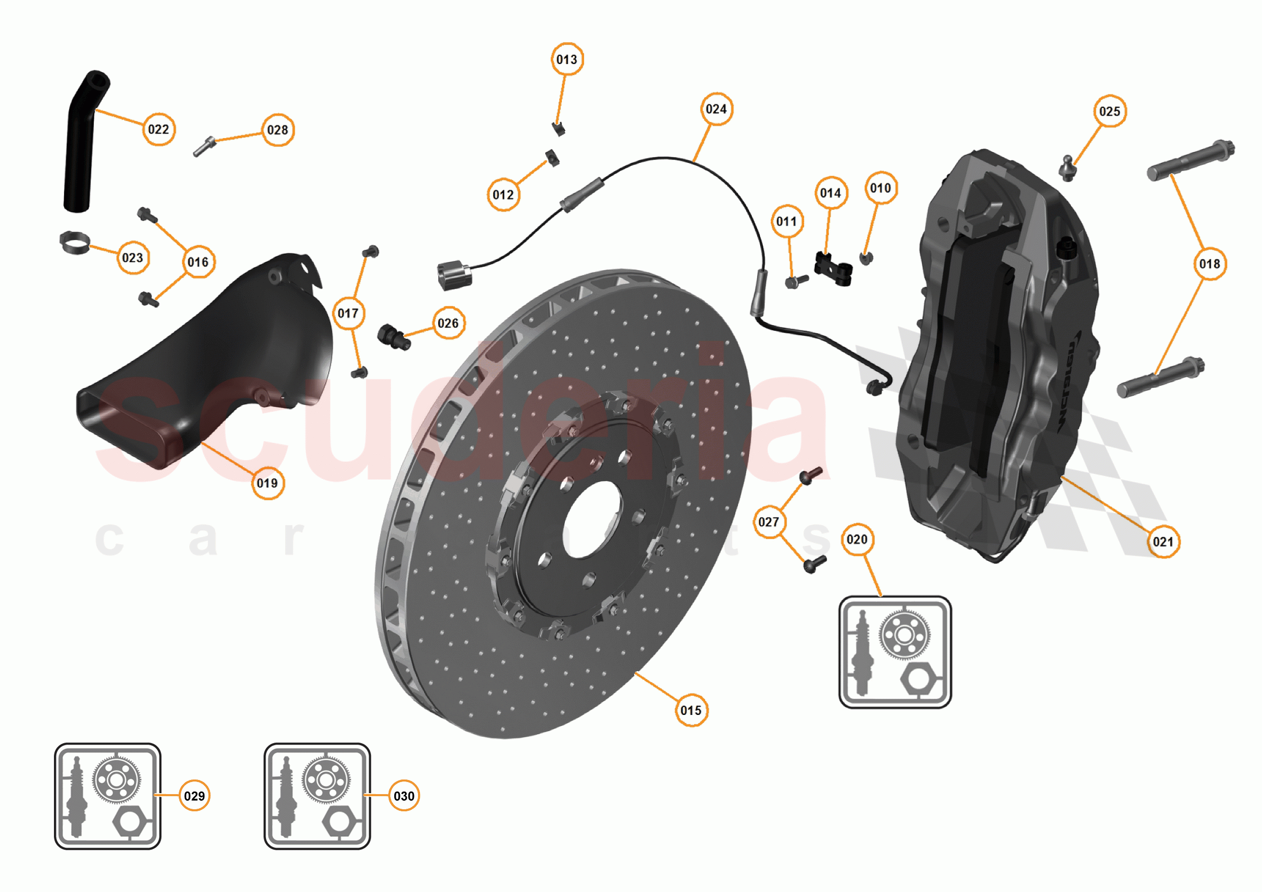 9 - C1 - BRAKE SYSTEM - 9.1 - 01 - FRONT BRAKE DISCS AND CALIPERS of McLaren McLaren 625C Spider