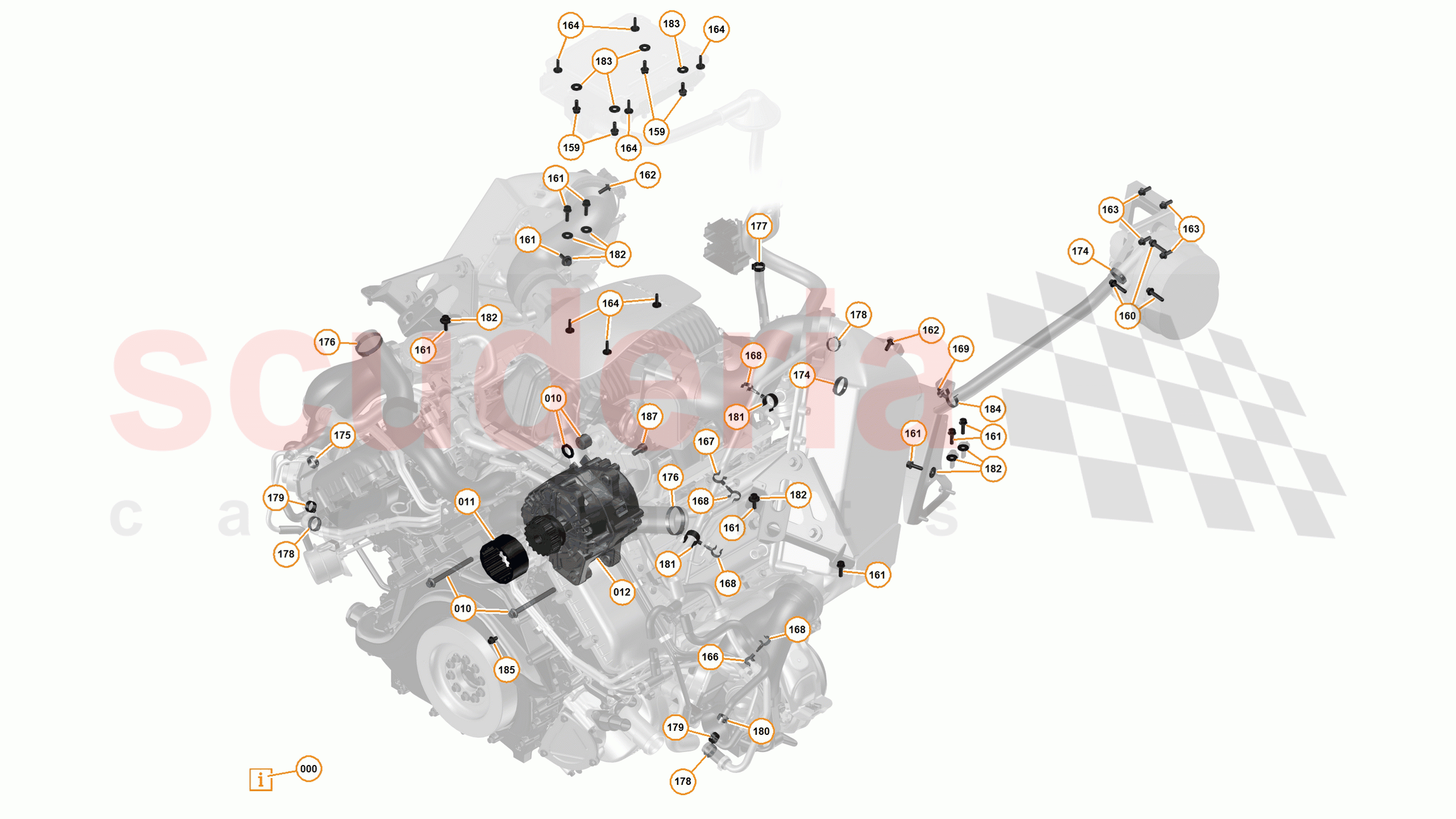 16 - F1 - POWER UNIT - 16.1 - 01 - POWER UNIT - ALTERNATOR + CLIPS (VARIOUS) of McLaren McLaren 12C Spider