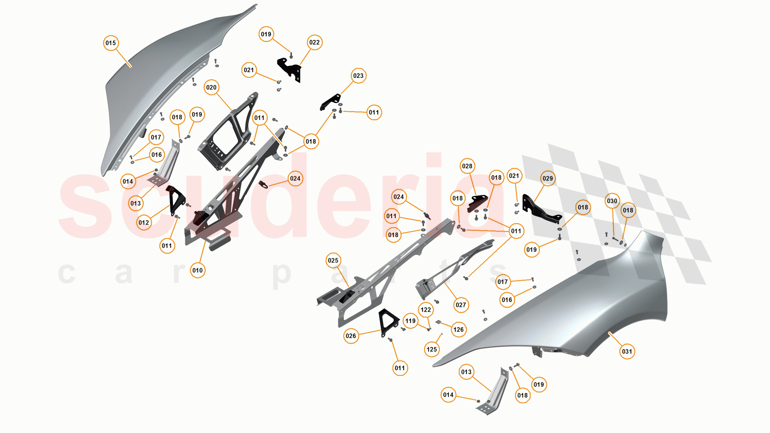 4 - A4 - PANELS, GLAZING, AND PAINT - 4.2 - 03 - FRONT FENDERS - 12C of McLaren McLaren 625C Coupe