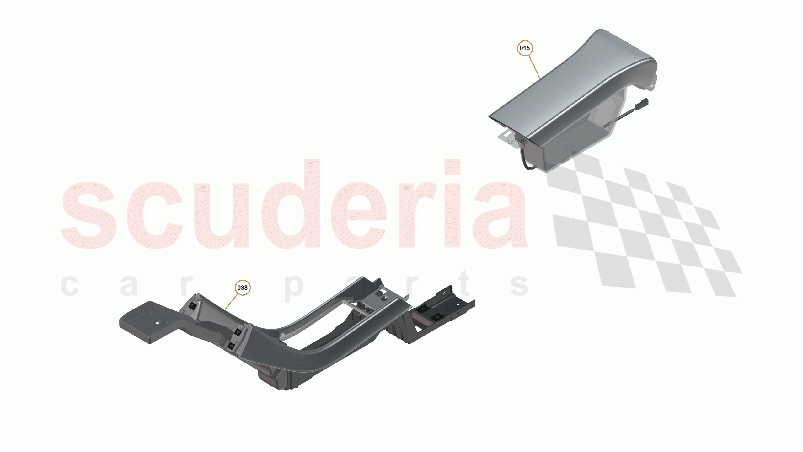 28 - N2 - TUNNEL CONSOLE ASSEMBLY - 28.3 - 01 - TUNNEL CONSOLE ASSEMBLY - LEATHER of McLaren McLaren 625C Spider