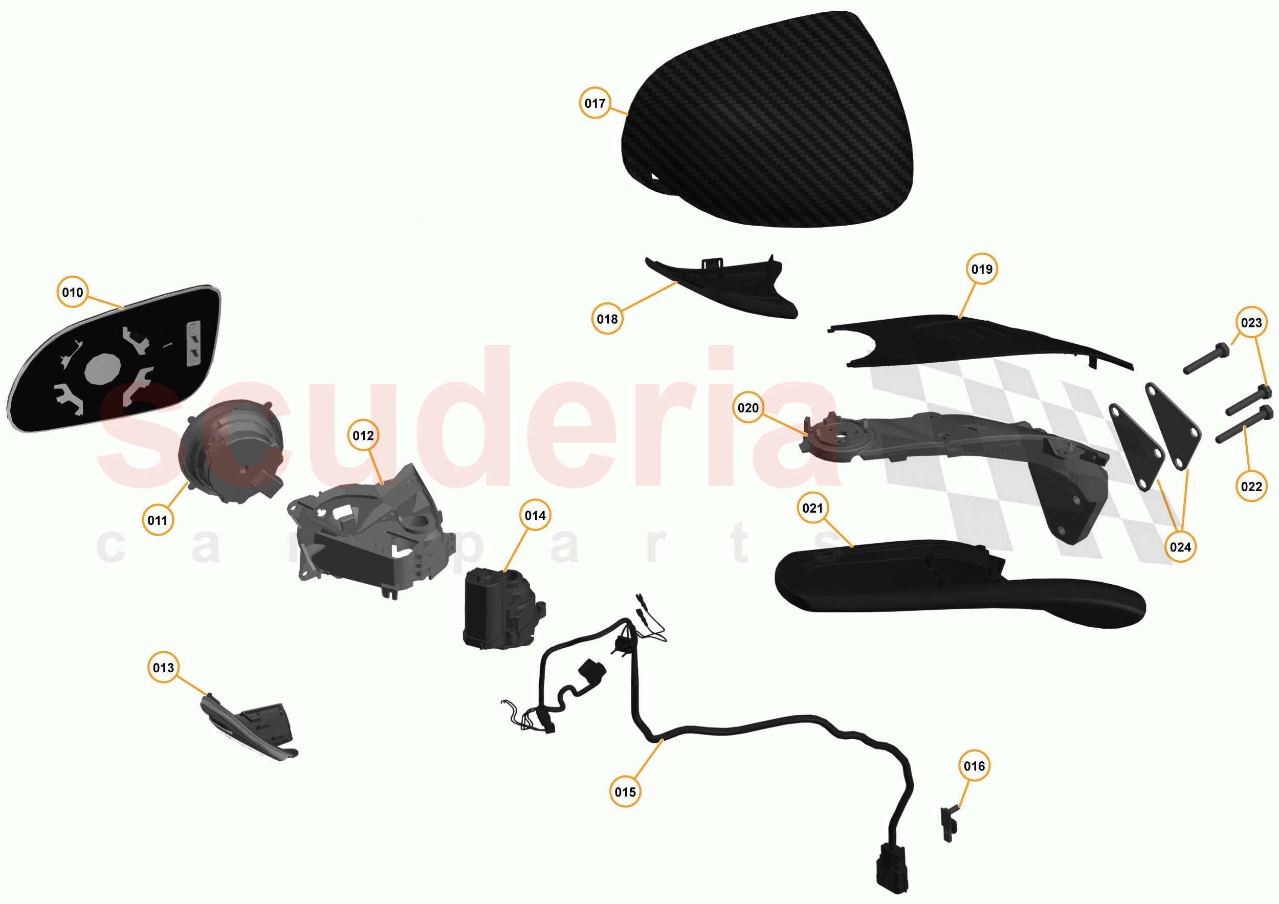 3 - A3 -CLOSURES - 3.4 - 02 - DOOR RH - SIDE MIRROR of McLaren McLaren 625C Spider