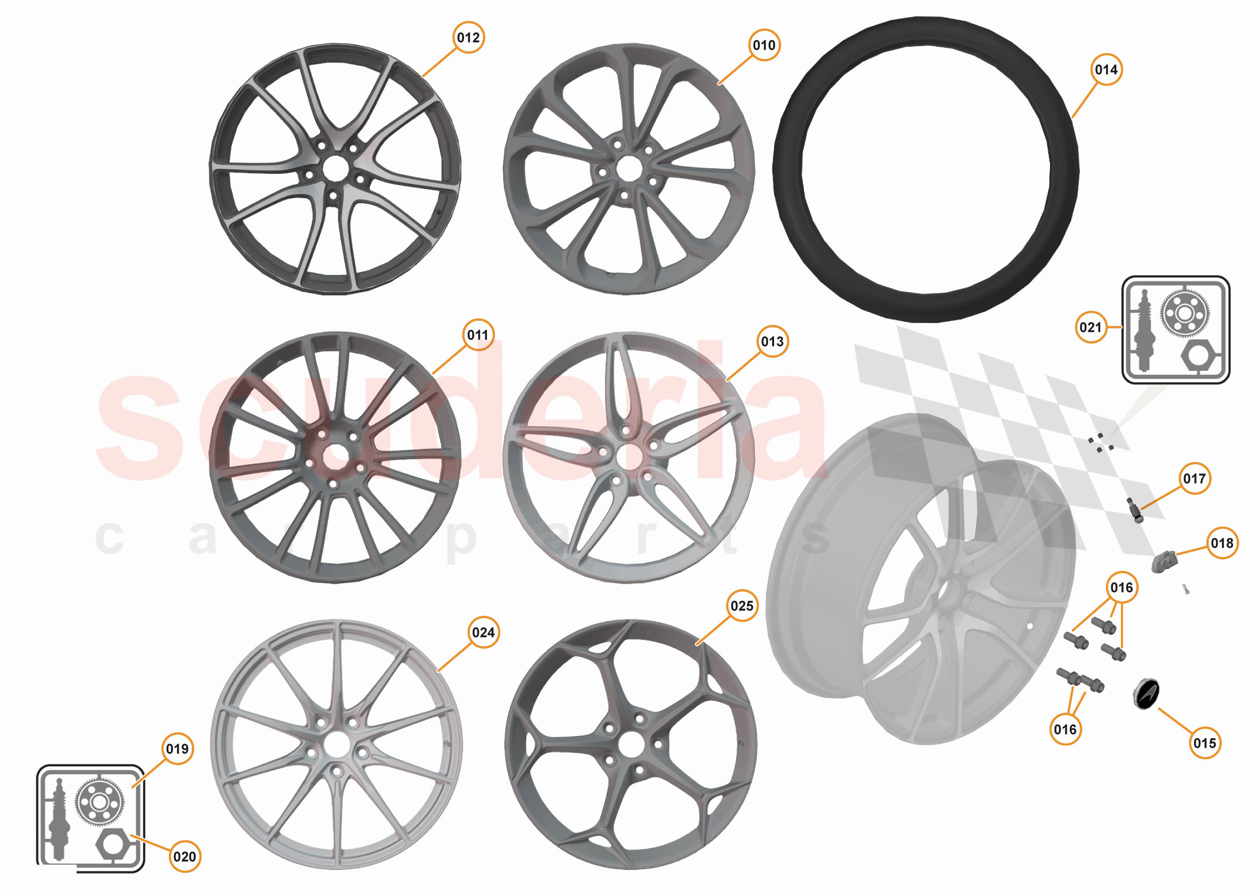 21 - SUSPENSION - WHEELS & TYRES REAR - 21.1 - WHEEL & TYRE ASSEMBLIES REAR of McLaren McLaren 570S Spider
