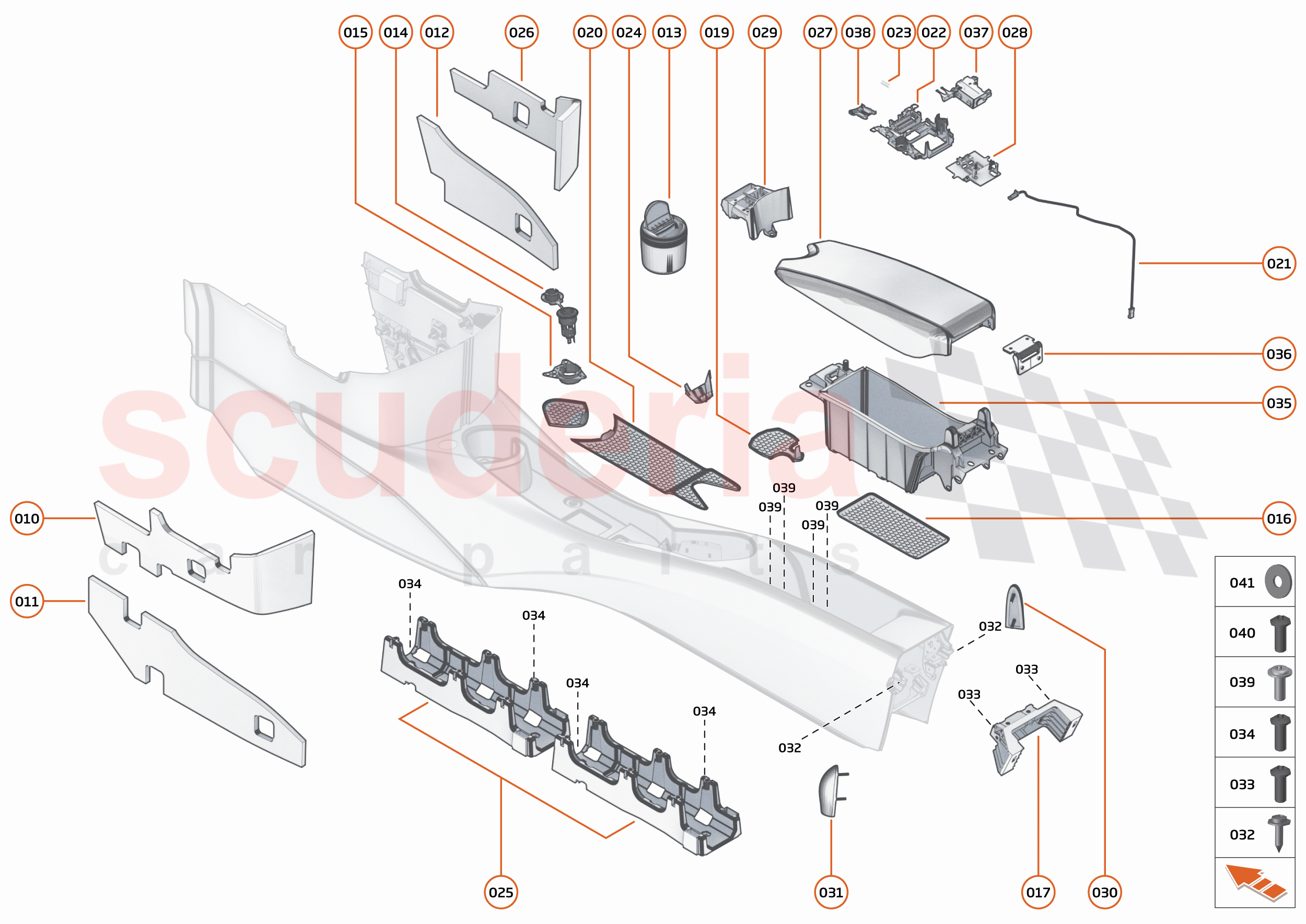 49 - INTERIOR SYSTEMS - 49.4 - ASSY TUNNEL CONSOLE - COMPONENTS & HARDWARE of McLaren McLaren 765LT Spider