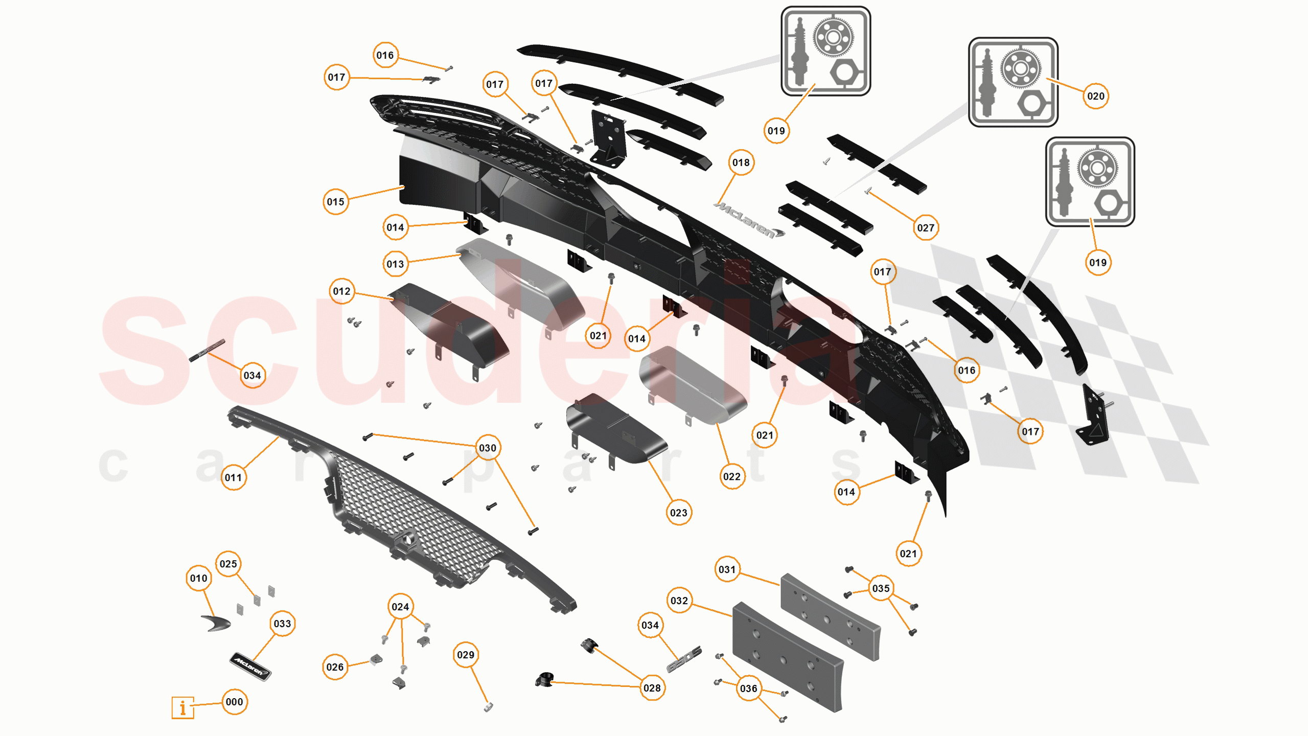 2 - A2 - EXTERIOR TRIM, LIGHTING, AND WIPERS - 2.4 - 02 - FINISHERS, BADGES, GRILLES, AND DECALS of McLaren McLaren 625C Coupe