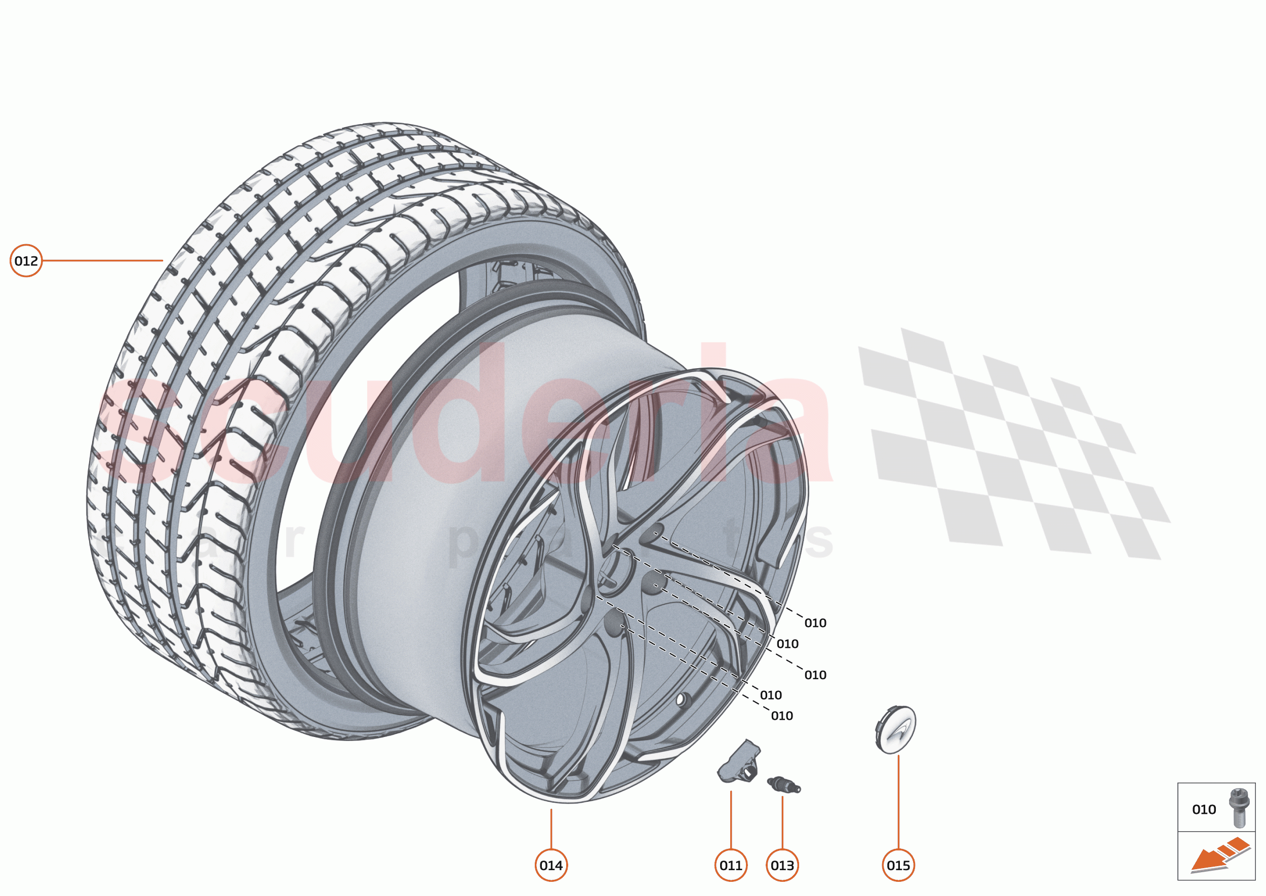 22 - SUSPENSION - WHEELS AND TYRES REAR - 22.1 - WHEEL TYRE ASSEMBLIES REAR of McLaren McLaren 750S Coupe