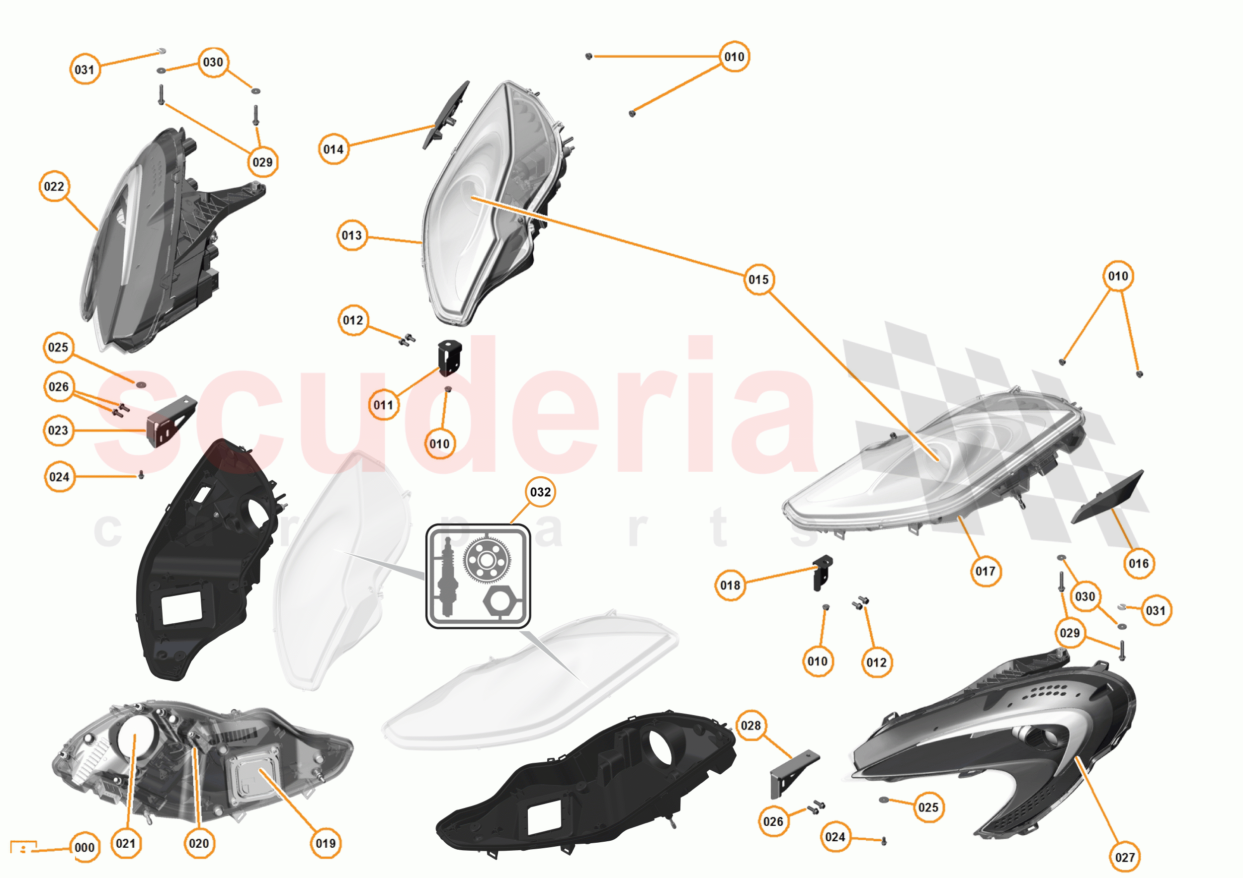 2 - A2 - EXTERIOR TRIM, LIGHTING, AND WIPERS - 2.6 - 04 - FRONT LAMPS AND SIDE MARKERS of McLaren McLaren 12C Spider