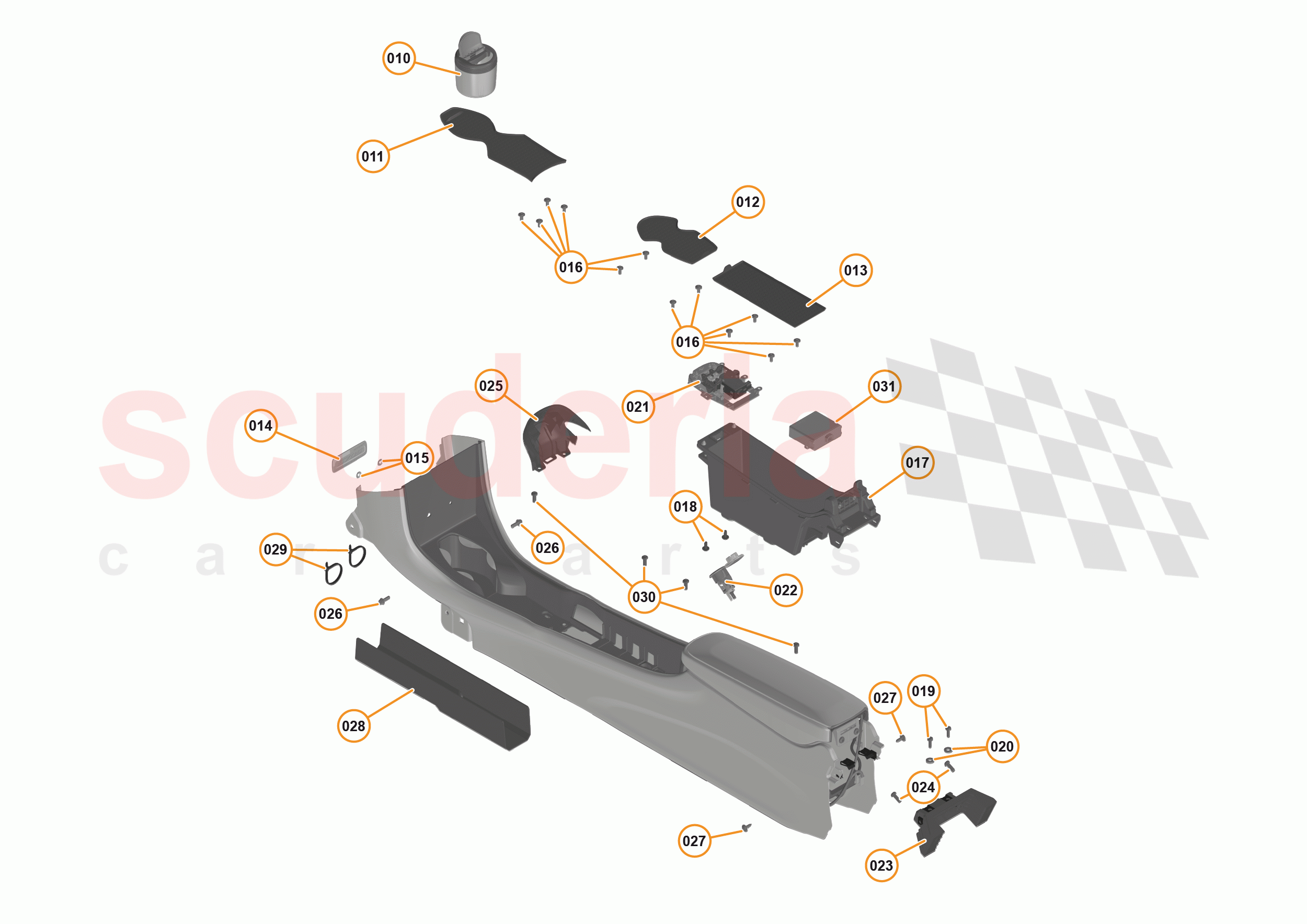 49 - INTERIOR SYSTEMS - 49.6 - TUNNEL CONSOLE - COMPONENTS & HARDWARE of McLaren McLaren 570S Spider