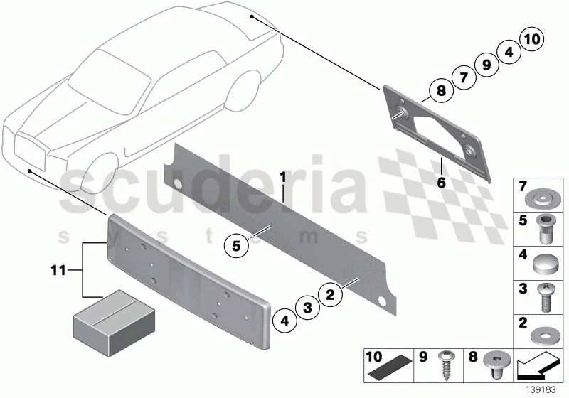 Registration plate mounting of Rolls Royce Rolls Royce Phantom