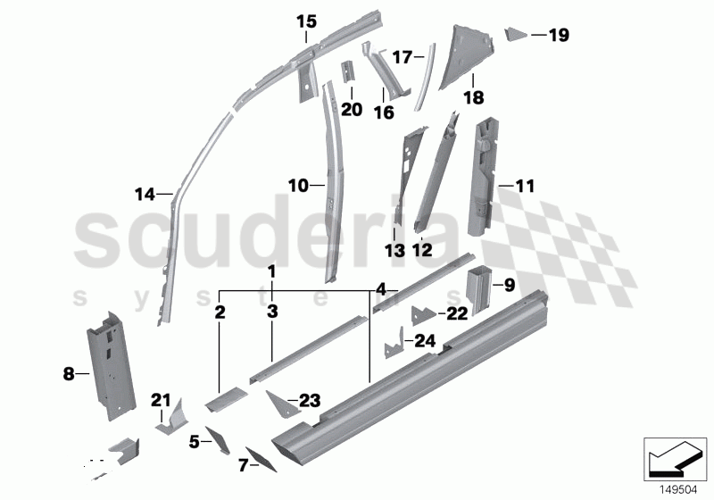 SINGLE COMPONENTS FOR BODY-SIDE FRAME of Rolls Royce Rolls Royce Phantom