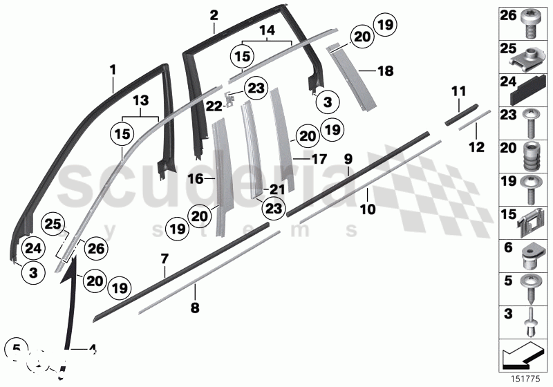 Exterior trim items, side windows of Rolls Royce Rolls Royce Phantom