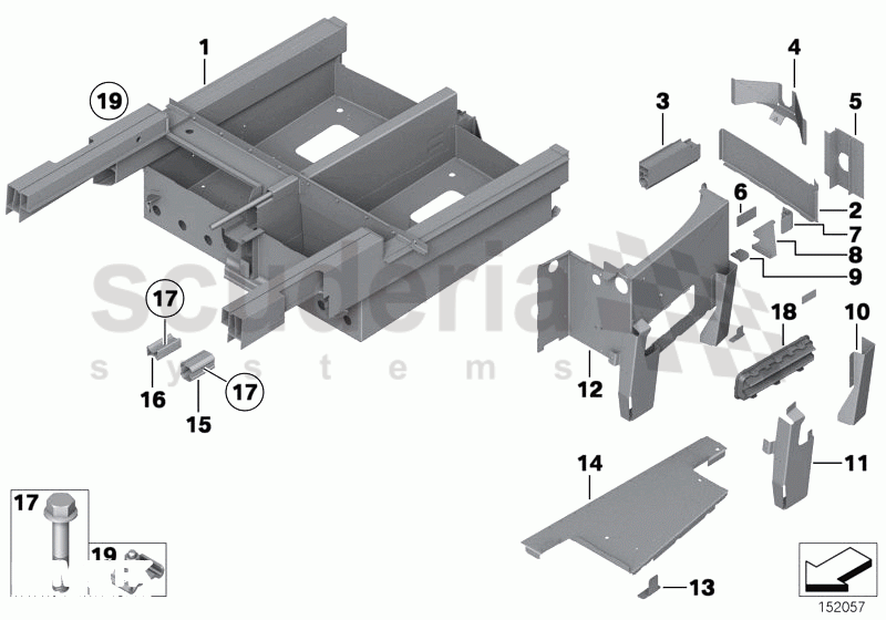 Mounting parts for trunk floor panel of Rolls Royce Rolls Royce Phantom Coupe
