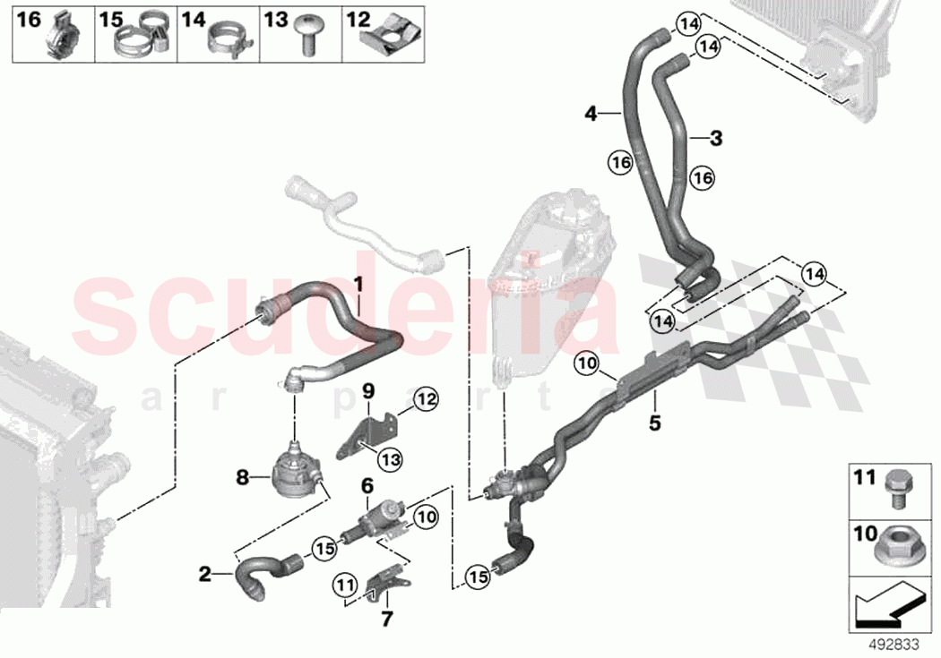 Cooling water hoses of Rolls Royce Rolls Royce Cullinan RR31(2017-2023)