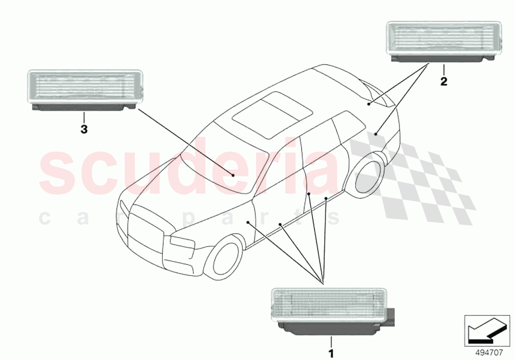 Interior lights of Rolls Royce Rolls Royce Cullinan RR31(2017-2023)