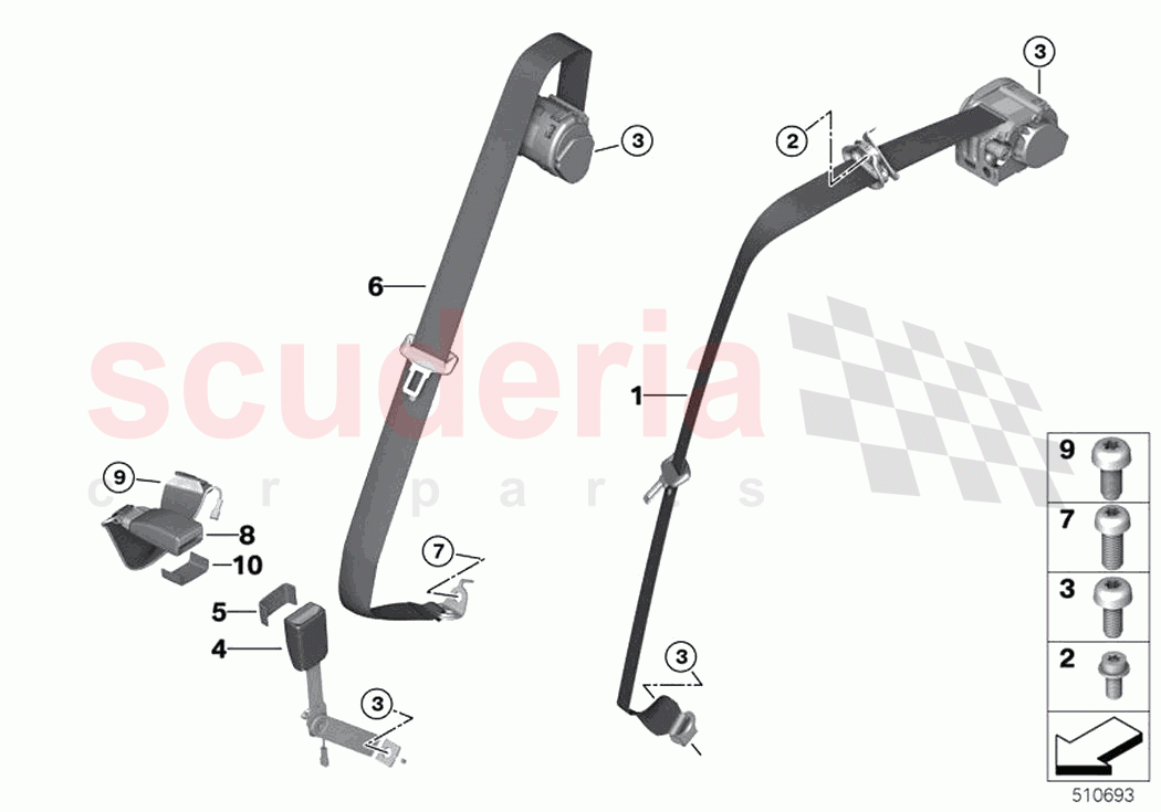 Safety belt rear of Rolls Royce Rolls Royce Cullinan RR31(2017-2023)