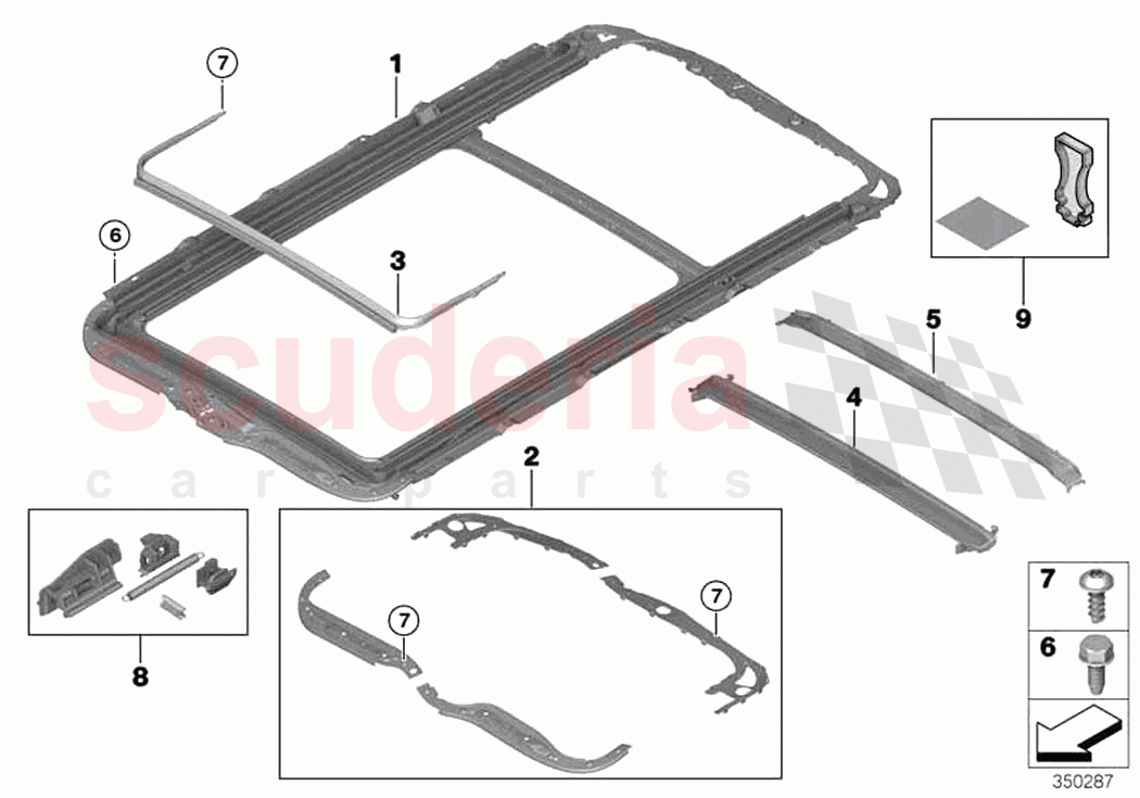 Panorama glass roof mounting parts of Rolls Royce Rolls Royce Cullinan RR31(2017-2023)
