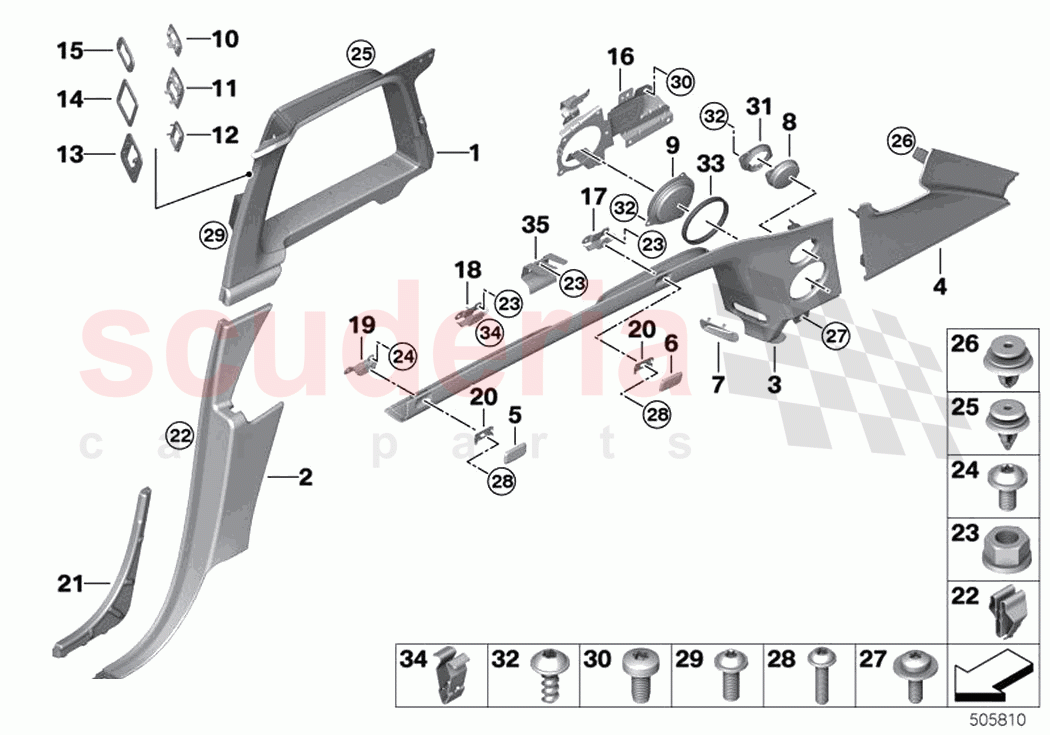 Trim panel C D pillar of Rolls Royce Rolls Royce Cullinan RR31(2017-2023)