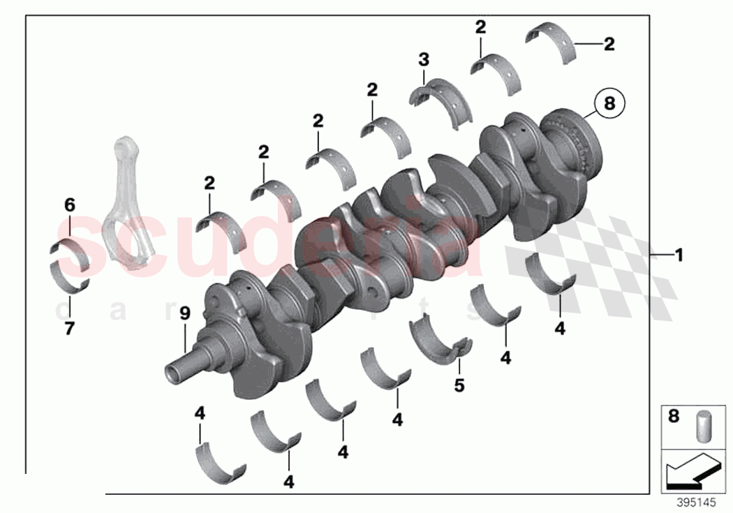 Crankshaft with bearing shells of Rolls Royce Rolls Royce Dawn RR6(2017-2023)