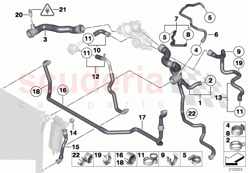 Cooling system water hoses of Rolls Royce Rolls Royce Dawn RR6(2017-2023)
