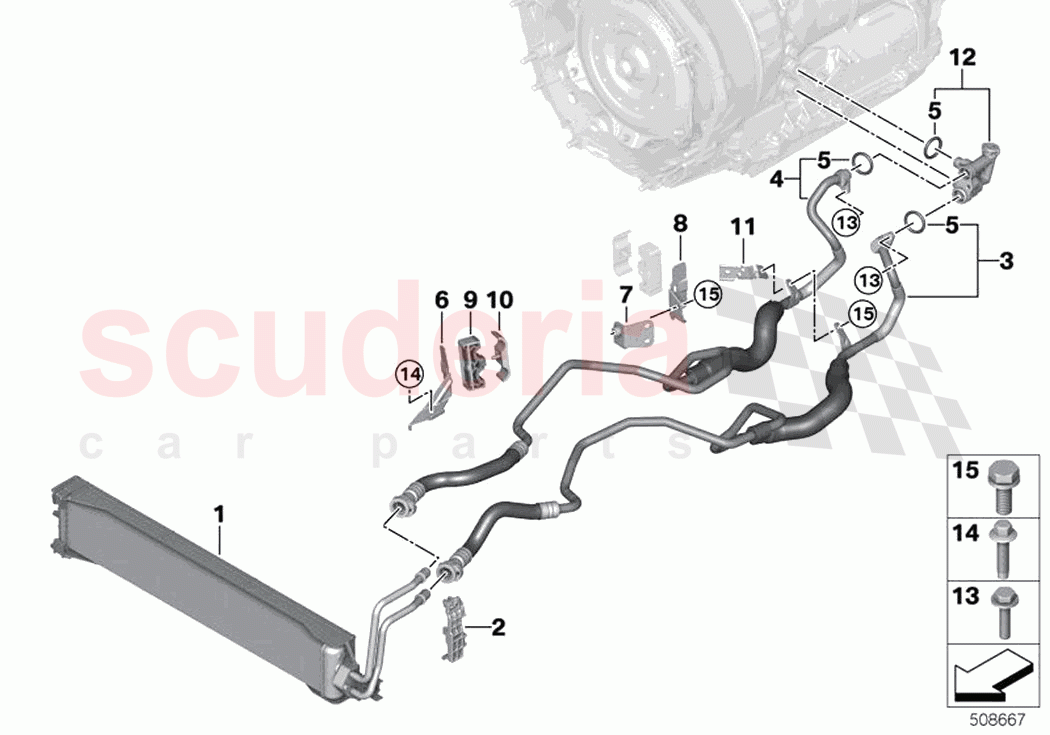 Transmission oil cooler oil cooler line of Rolls Royce Rolls Royce Ghost Extended RR22(2019-2023)