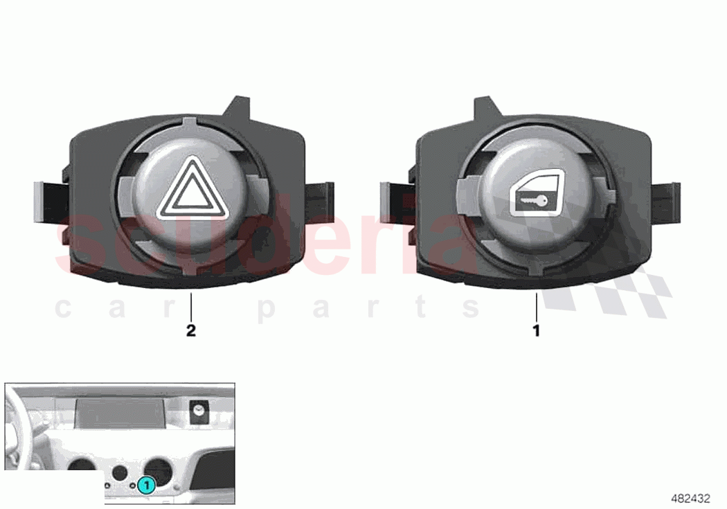 Switch hazard warning central locking of Rolls Royce Rolls Royce Ghost Extended RR22(2019-2023)
