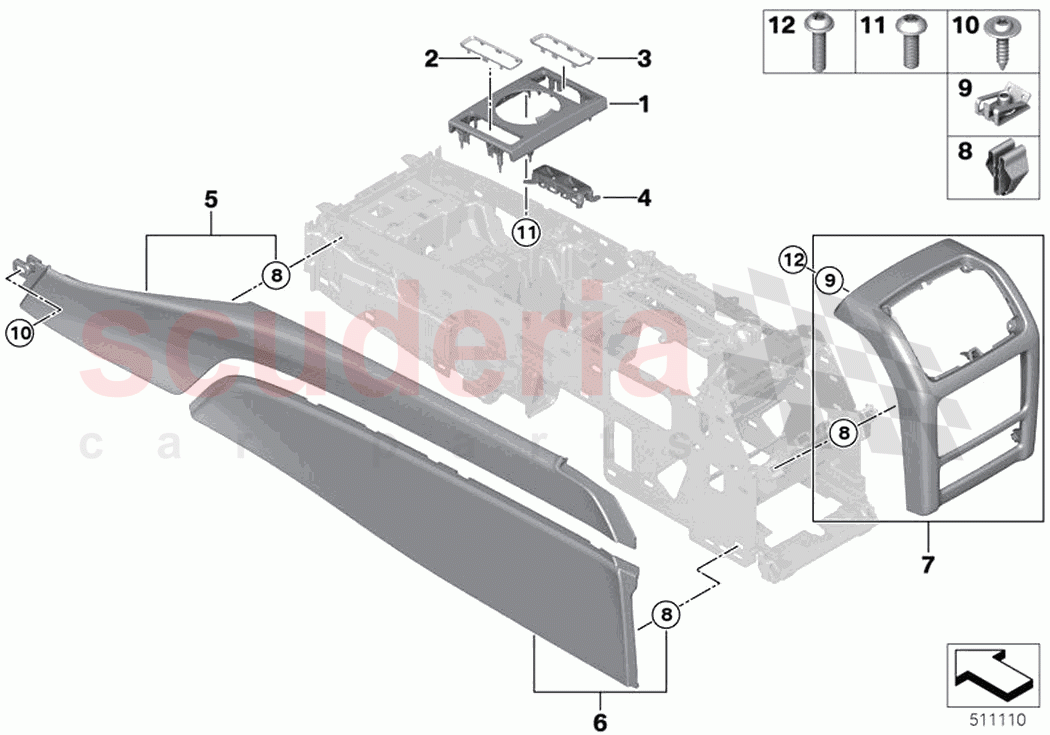 Mounted parts for centre console of Rolls Royce Rolls Royce Ghost Extended RR22(2019-2023)