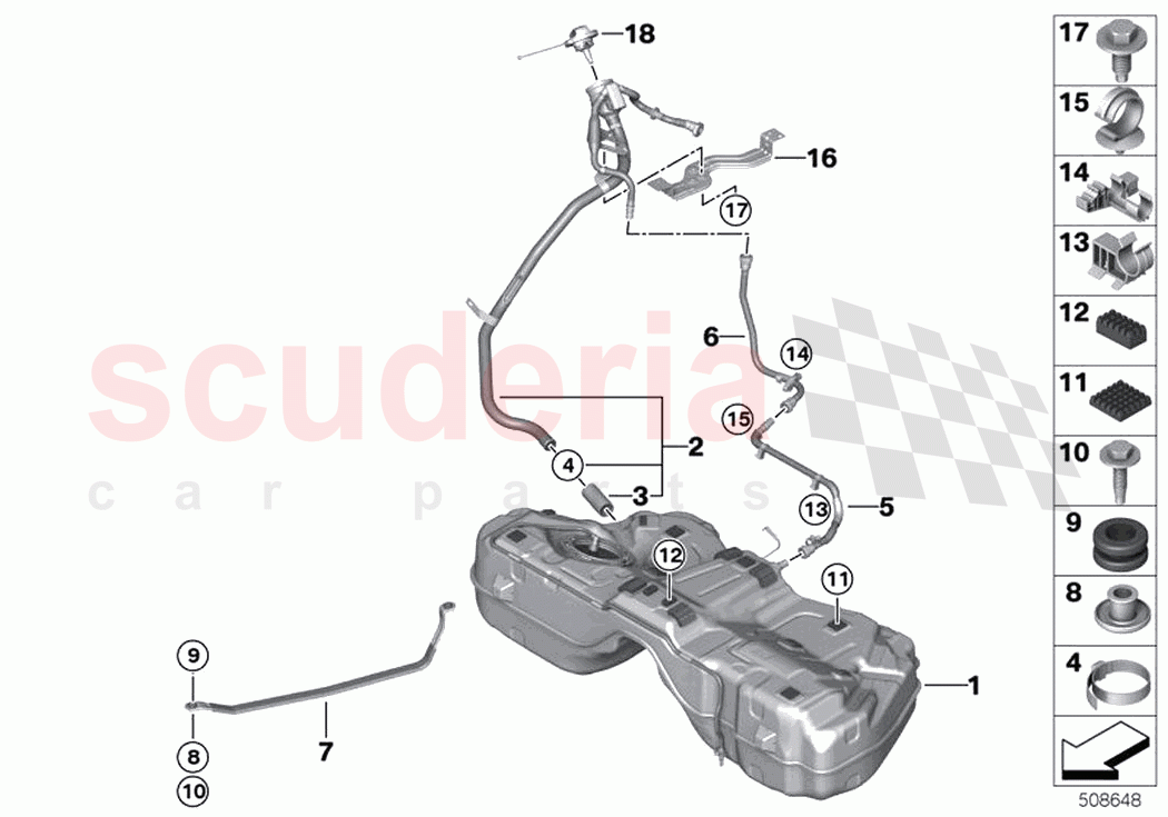 Fuel tank mounting parts of Rolls Royce Rolls Royce Ghost RR21(2019-2023)