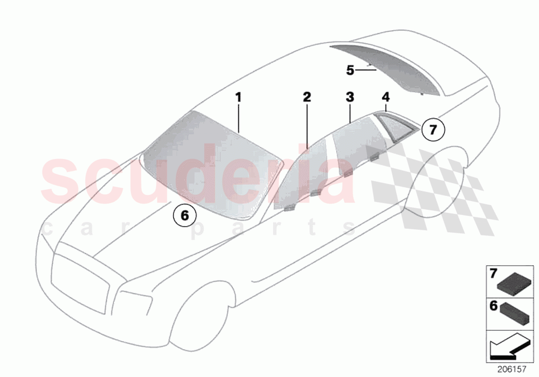 Glazing of Rolls Royce Rolls Royce Ghost RR4(2017-2019)