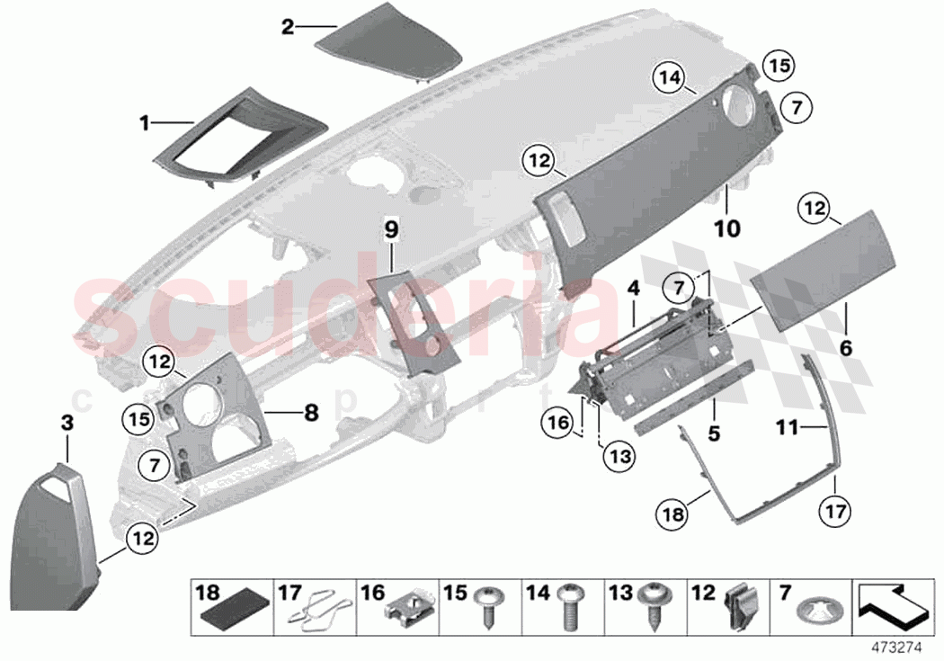 Mounting parts instrument panel top of Rolls Royce Rolls Royce Ghost RR4(2017-2019)