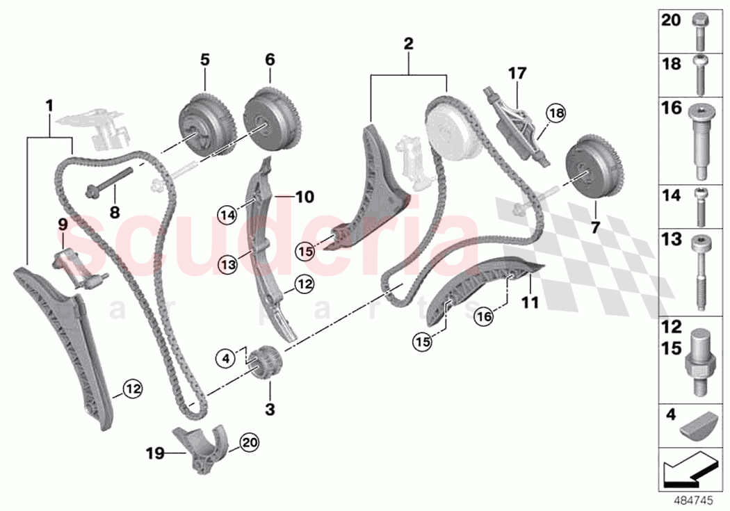 Timing and valve train timing chain of Rolls Royce Rolls Royce Phantom Extended RR12(2017-2023)