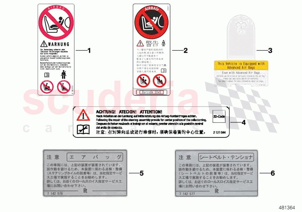Instruction notice Airbag of Rolls Royce Rolls Royce Phantom Extended RR12(2017-2023)
