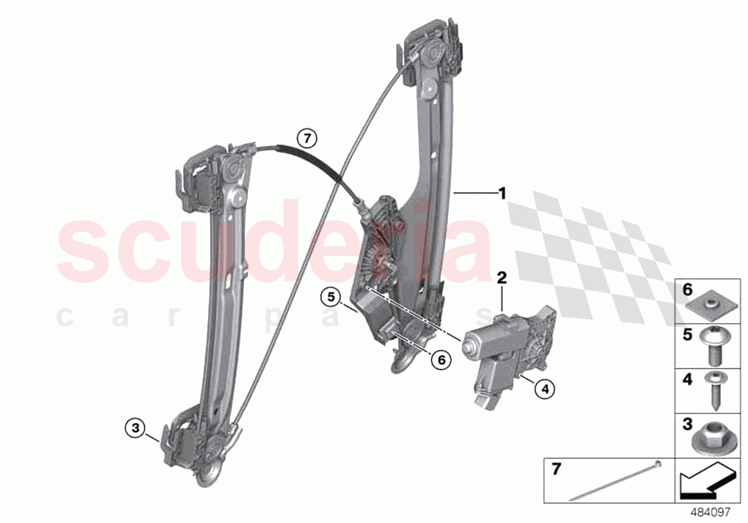 Door window lifting mechanism rear of Rolls Royce Rolls Royce Phantom RR11(2017-2023)