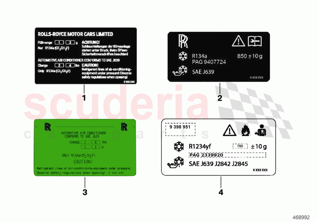 Label coolant of Rolls Royce Rolls Royce Wraith RR5(2017-2023)