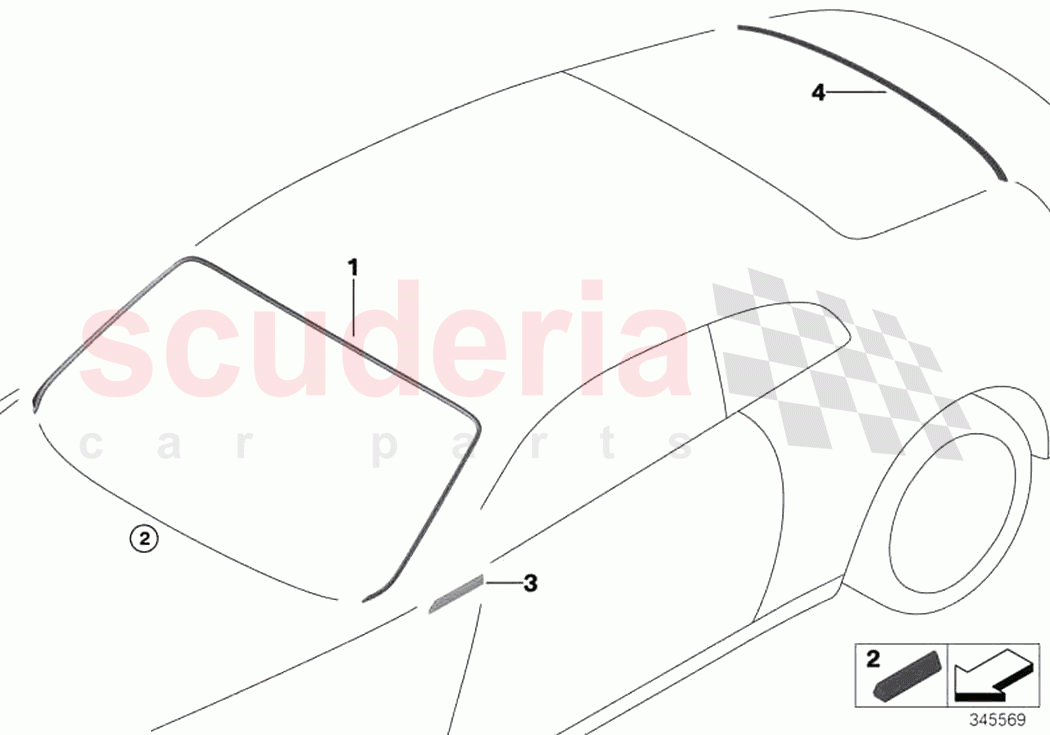 Glazing mounting parts of Rolls Royce Rolls Royce Wraith RR5(2017-2023)