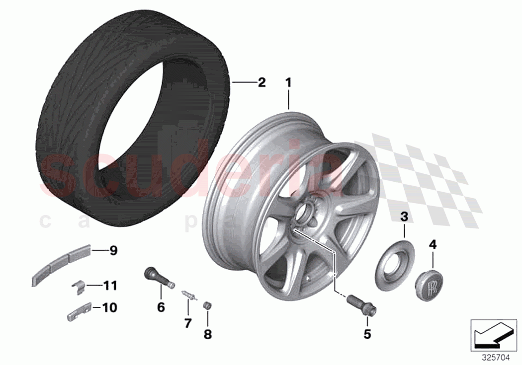 Light alloy wheel styling 462 of Rolls Royce Rolls Royce Wraith RR5(2017-2023)